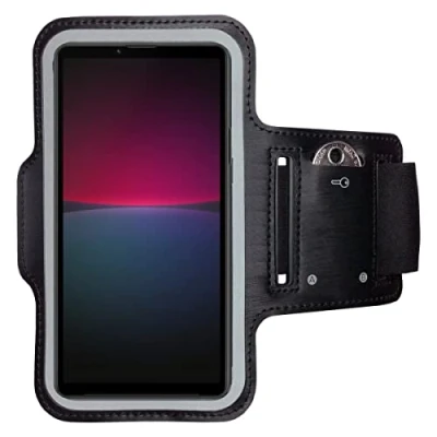 Abbildung von CoverKingz Sportarmband für Sony Xperia 10 IV Armtasche mit Schlüsselfach Oberarm Halterung Sport Laufarmband Handy Armband Schwarz