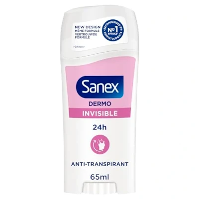 Abbildung von Deostick Sanex Dermo Invisible 24 Stunden Frische und Schutz vor Gerüchen gegen Flecken dermatologisch getestet stellt den natürlichen pH Wert der Haut wieder her Stick 65 ml
