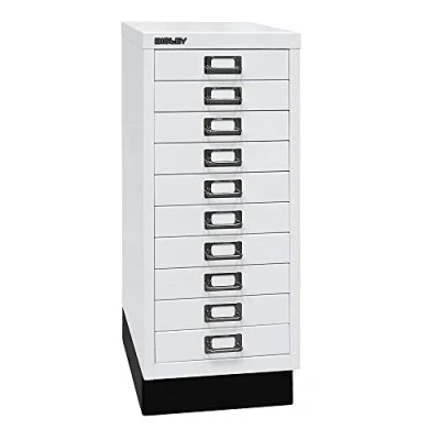 Abbildung von BISLEY MultiDrawer, 29er Serie mit Sockel, DIN A4, 10 Schubladen, Metall, 696 Verkehrsweiß, 38 x 27.9 67 cm