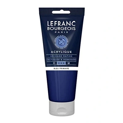 Abbildung von Lefranc Bourgeois 300413 Fine Acrylfarbe Primärblau, 200ml Tube, cremige auf Wasserbasis, schnell trocknend, lichtecht, wasserfest