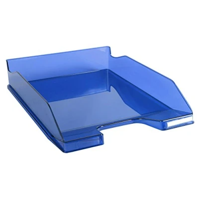 Abbildung von Exacompta 113260D Premium Briefablage Combo Midi DIN A4. Idealer Briefkorb für Ihre Organisation. Robuster und stapelbarer Ablagekorb königsblau transparent glänzend