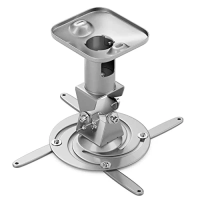 Abbildung von deleyCON Universal Beamer Projektor Deckenhalterung + 25 Neigbar 360 Schwenkbar bis 15Kg Deckenabstand 215mm Kabelführung Silber