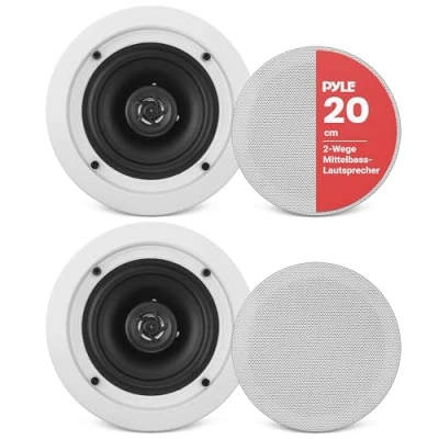 Abbildung von PYLE AUDIO INC PDIC81RD 8 Zoll 2 Wege Flush Mount Unterputzkabel Einbau Lautsprecher zur Montage an System weiß, 20,3 cm