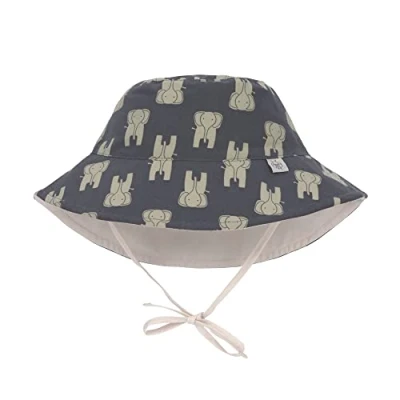 Abbildung von LÄSSIG Baby Kinder Sonnenhut Strandhut Sommerhut Sonnenschutz Kinderhut Babymütze wendbar atmungsaktiv UV Schutz 80/Sun Protection Bucket Hat Elephant dark grey, 7 18 Monate, Größe: 46/49