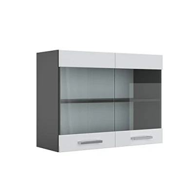 Abbildung von Vicco Glashängeschrank R Line, Weiß Hochglanz/Anthrazit, 80 cm