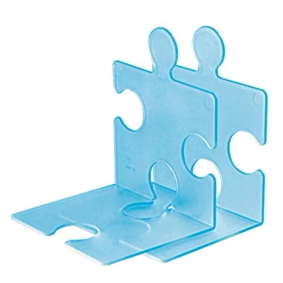 Abbildung von HAN CD Ständer &amp; Buchstütze Puzzle, standfester kombinierbarer Stehsammler in modernem Puzzle Look, für CDs, Bücher DVDs, 9212 64, transluzent blau