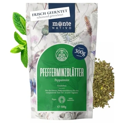 Abbildung von Pfefferminztee lose (300g) Monte Nativo Minze getrocknet 100% rein und natürlich Aromatischer köstlicher Kräutertee Getrocknete Minztee Pfefferminz ohne Zusatzstoffe Tee Geschenk