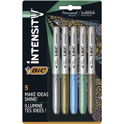 Abbildung von BIC metallische Permanentmarker — 5er Pack verschiedene Farben für dunkle und helle Oberflächen geruchsarm (verschiedene Modelle)