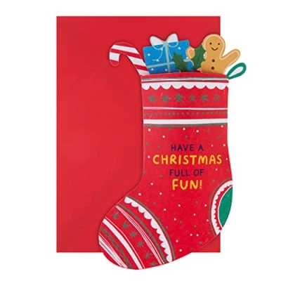 Abbildung von Hallmark Offene Weihnachtskarte modernes 3D Pop Up Strumpf Design