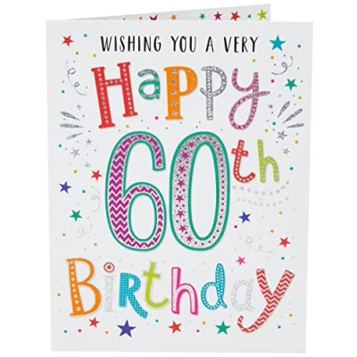 Abbildung von Regal Publishing Moderne Geburtstagskarte zum 60. Geburtstag, 20,3 x 15,2 cm, Rot/Braun/Schwarz/Grün/Weiß