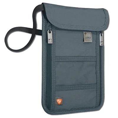 Abbildung von Lewis N. Clark RFID Halsversteck, anthrazit, Einheitsgröße, blockierende Brieftasche, Reisetasche + Reisepasshülle für Damen und Herren