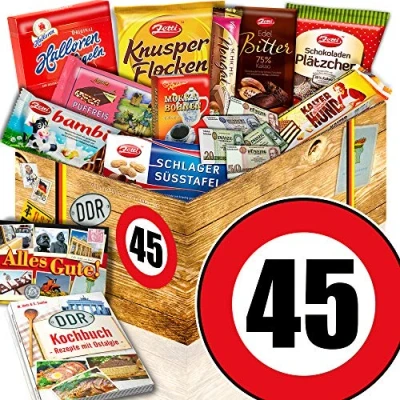 Abbildung von Geschenk zum 45. Geburtstag Set DDR Schoko 45 tolle Geschenke