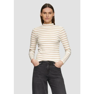 Abbildung von s.Oliver Langarm MIT Struktur UND Stehkragen Strickpullover, Damen, Größe: 42, Sandstein