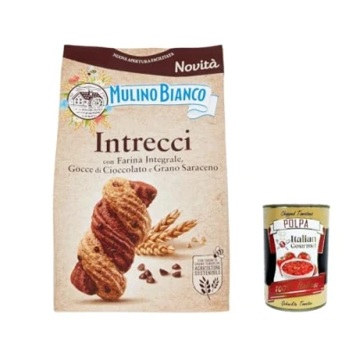 Abbildung von Mulino bianco Testpaket 100 % Vollkornmehl Kekse Molinetti Buongrano Cioccograno Intrecci + Italian gourmert polpa 400g