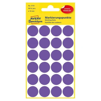 Abbildung von AVERY Zweckform Klebepunkte 3118 violett Ø 18,0 mm 96 Stück
