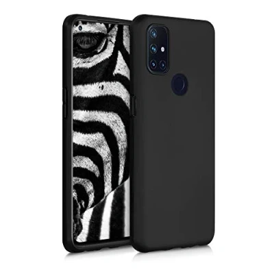 Abbildung von kwmobile Hülle kompatibel mit OnePlus Nord N10 5G weiches TPU Silikon Case Cover geeignet für kabelloses Laden Schwarz matt