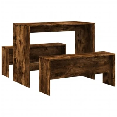Abbildung von vidaXL Essgruppe 3 tlg. Esstisch und Bank Set Räuchereiche Holzwerkstoff, (1 tlg)