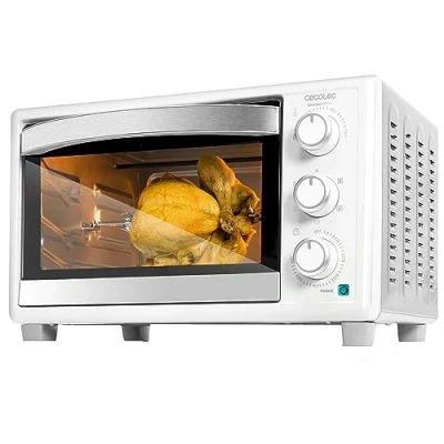 Abbildung von Cecotec Tischofen Bake&amp;Toast 3090 White Gyro, 30 L, 1500 W, 5 verschiedene Funktionen, inklusive Drehspieß, Innenbeleuchtung, Krümelschublade