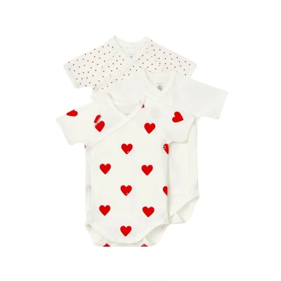 Abbildung von Petit Bateau LOT DE 3 CROISÉS Manches Courtes C UR Body für Kinder, Größe: 60, White red