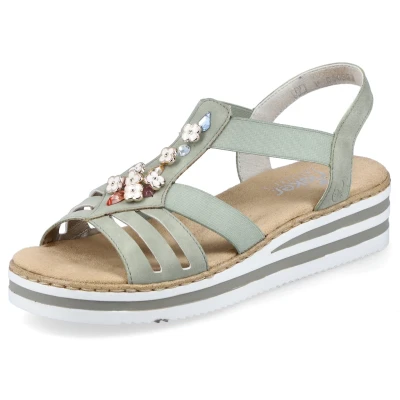 Abbildung von Rieker Keilsandalette, Damen, Größe: 36, Grün Schuhe