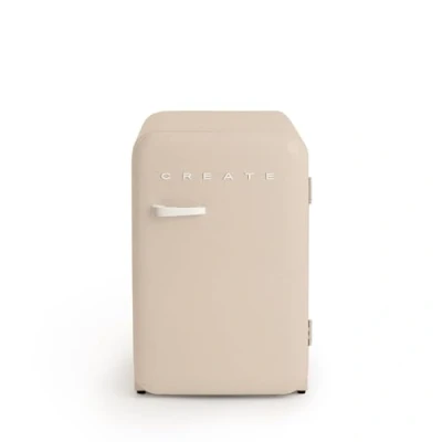 Abbildung von CREATE / RETRO FRIDGE 83.5 OFF WHITE/Kühlschrank in Sand, Griff Cremeweiß 98W, niedriger Verbrauch, 2 Ablagen, Temperaturregler, Flaschenhalter, 56x54x84cm