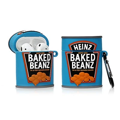 Abbildung von YIGEYI Silikon Hülle Kompatibel mit Airpods 1 &amp; 2 Funny Cute 3D Cartoon Case Cover[Getränkedosen Serie] (Gebackene Bohnensauce)