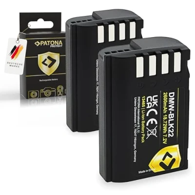 Abbildung von PATONA 2X Protect V1 Akku DMW BLK22 BLK22E (2400mAh) kompatibel mit Panasonic DC S5 S5D S5K X S5II IIX GH5 II GH5S GH6 G9