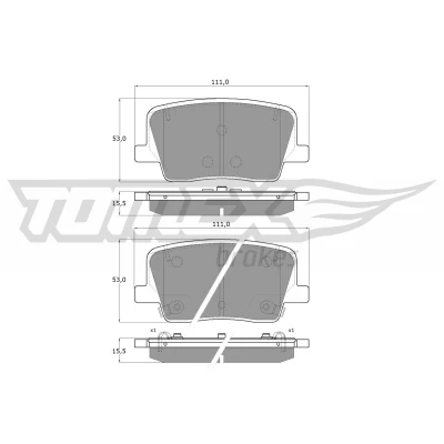 Abbildung von TOMEX brakes TX 19 88 Bremsbelagsatz Hinterachse mit akustischer Verschleißwarnung SSANGYONG: Rexton
