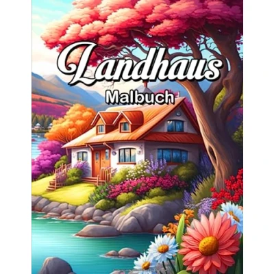 Abbildung von Landhaus Landschaften Malbuch Erwachsene: Entspannung und Stressabbau mit Tier Blumen Landszenen Häuser Natur Strand mehr.
