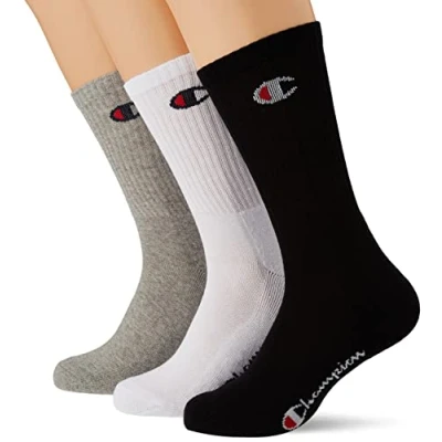 Abbildung von Champion Unisex Kinder Core Junior 3PP Crew Socken, Hellgrau Meliert, Weiß, Schwarz, 31 34 EU (3er Pack)