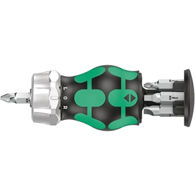 Abbildung von Wera 05008886001 Kraftform Kompakt Stubby Magazin RA 4, Ratschenschraubendreher mit Bit Magazin, 6 teilig