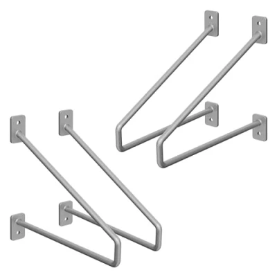 Abbildung von ML Design 4 Stück Regalhalterung, 220 mm, Silber, aus Stahl, Haarnadel Regalhalterungen, Schwebe Regalwinkel, Hairpin Wandhalterung, Regalträger für Wandmontage, Industrielle Wandregal, Wandkonsole