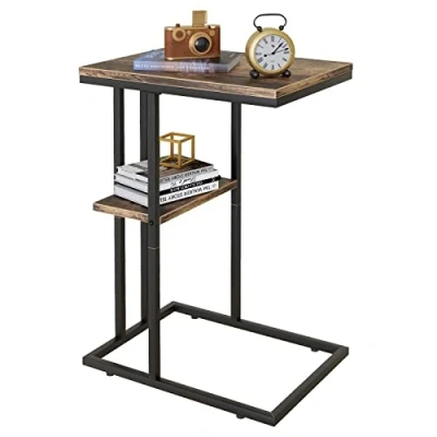Abbildung von Huhote Beistelltisch C Form, Couch Beistelltisch, Kaffeetisch Kleiner Tisch, Sofa Tisch Bett, Side Table Sofa, Couchtisch Klein Laptop Sofatisch, Holzigkeit, Braun