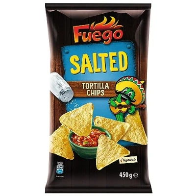 Abbildung von Fuego Tortilla Chips Salted Gesalzene mexikanische Tortillachips Knuspriger Snack aus Maismehl 450 g im Beutel