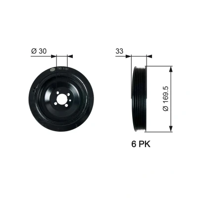 Abbildung von GATES TVD1131 Kurbelwellenriemenscheibe 169,5 ohne Zubehör FleetRunner Micro V Stretch Fit OPEL: Vectra C Caravan, Zafira B, Astra H Caravan