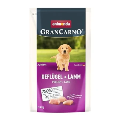 Abbildung von GranCarno Trockenfutter Junior Geflügel + Lamm (1 x 4kg), Premium Futter ohne Getreide für Junge heranwachsende Hunde von animonda
