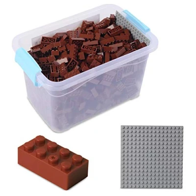 Abbildung von Katara Bausteine Box Set mit 520 Steinen + Platte Konstruktionsspielsteine, (3er Set), Braun, 100% Kompatibel Sluban, Papimax, Q Bricks, LEGO®