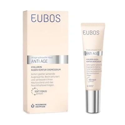 Abbildung von EUBOS ANTI AGE Hyaluron Augen Kontur Cremeserum Für sichtbar glattere Augenkontur Reduziert Falten und Schwellungen Augenärztlich geprüft 15ml