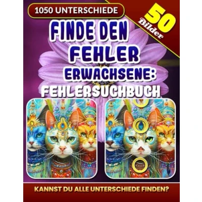 Abbildung von Finde den Fehler Erwachsene Fehlersuchbuch: 1050 Unterschiede. Rätselheft Suchbilder. Bilderrätsel Buch die Unterschiede für Senioren. Bildersuchrätsel.