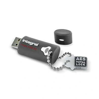 Abbildung von Integral 4GB Crypto 197 256 Bit 3.0 USB Stick verschlüsselt Passwort geschützt FIPS zerifiziert, Schutz vor Brute Force Angriffen robustes, doppellagiges, wasserdichtes Design