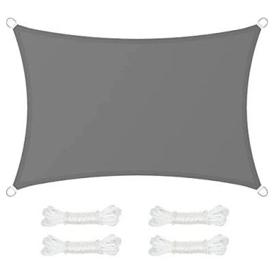 Abbildung von SONGMICS Sonnensegel 2 x 3 m, wasserfest mit Einer Wassersäule von 665 mm, Sonnenschutz aus reißfestem Polyester, UV Schutz 93%, Terrasse, Garten, Balkon, rechteckig, m Seile, rauchgrau GSH23BK