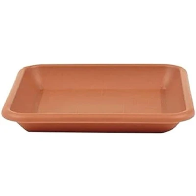 Abbildung von greemotion Blumentopfuntersetzer Jana in Terracotta Blumen Untersetzer eckig für Pflanzkübel Pflanzenuntersetzer quadratisch aus Kunststoff Pflanzen Untertopf 24 x cm, 1 Stück