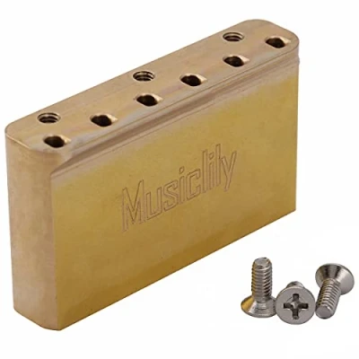 Abbildung von Musiclily Ultra Messing 37mm Tremolo Block 54mm String Spacing für GOTOH 510 Serie Brücke