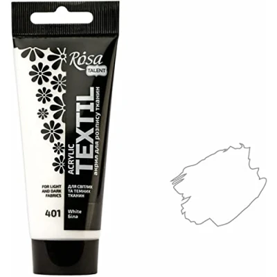 Abbildung von Krevo Art Stoffmalfarben Stofffarben Waschfest Textilfarbe weiß Acrylfarbe auf Wasserbasis 60ml Tube Waschmaschinenfest zum Fixieren Intensiv deckend für helle und dunkle Stoffe