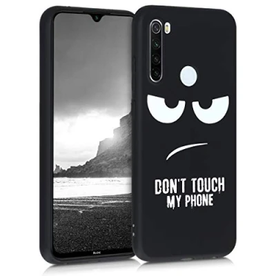 Abbildung von kwmobile Hülle kompatibel mit Xiaomi Redmi Note 8T Handyhülle Silikon Case Don&#039;t Touch My Phone Weiß Schwarz