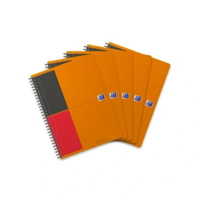 Abbildung von Oxford Activebook Interantional B5, liniert, 160 Seiten, versetzbares Register, Dokumententasche, 5 Stück