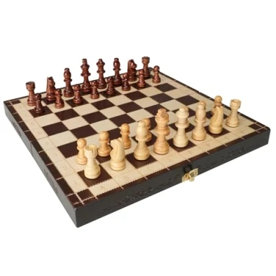 Abbildung von VEVOR Magnetisches Schachspiel aus Holz, 29 x cm Schachspielset, Klappbare Schachbrettspiele mit Schachfiguren, Schachset Faltbar, Set für Party Familie Aktivitäten, Reiseschach, Kinder