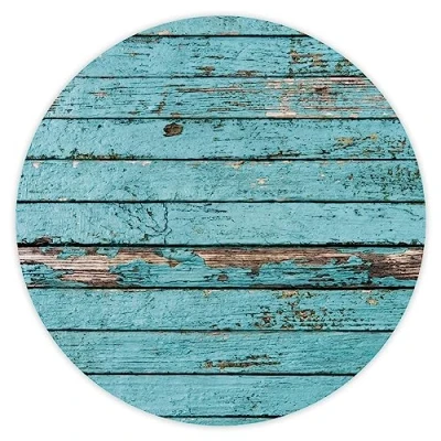 Abbildung von younikat Mauspad in Holz Optik türkis I Ø 22 cm rund Mousepad Standard Größe, rutschfest Shabby Chic Used Look dv_336