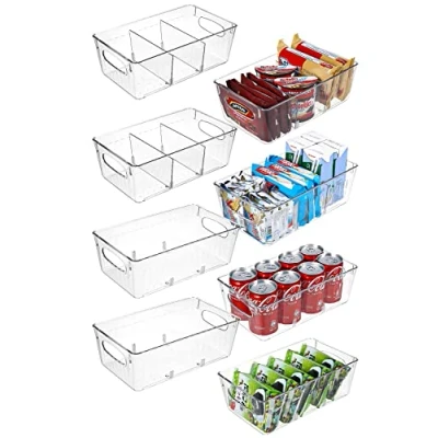Abbildung von jutyum 8PCS Hochwertige kühlschrank organizer, Stapelbare küchen Organizer mit 8 Baffeln, Aufbewahrungsbox Durchsichtig Behälter für Speisekammer, Gefrierschrank, Schrank, Schublade