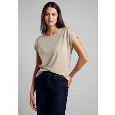 Abbildung von Street One Leichtes Tshirt print, Damen, Größe: 46, Beige